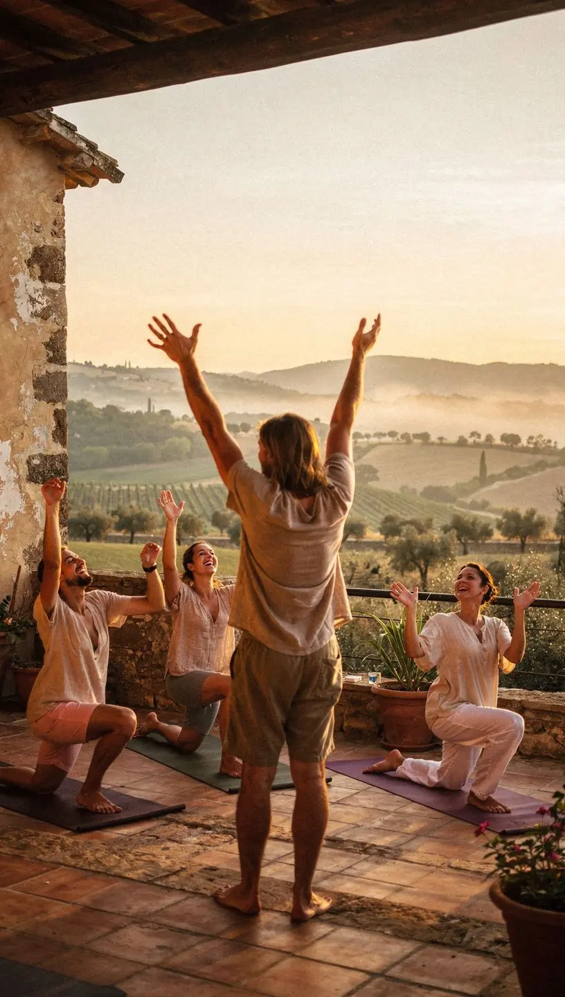 Manos entrelazadas en señal de conexión y unidad durante la práctica.